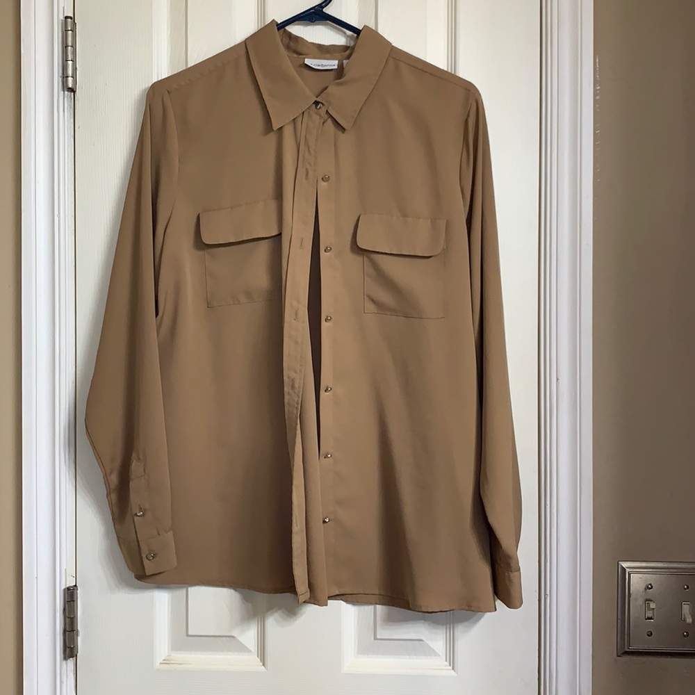 Nude button down dress shirt